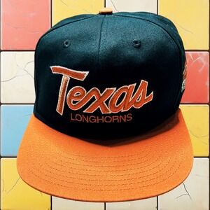 VTG 90s Texas Longhorns Hat Sports Specialties Double Line Script Snapback UT